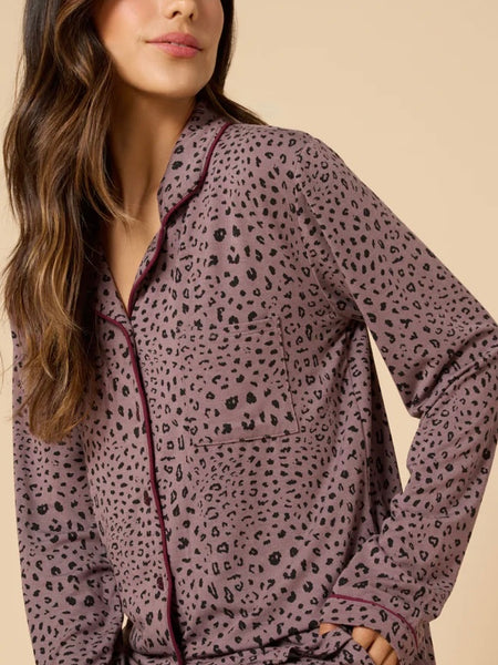 Aria Slim Notch Collar PJ Set in Wild Driftwood