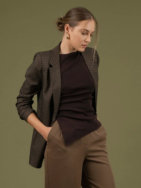 Too Plaid Out Blazer in Dark Mocha