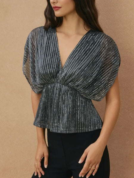 Shining Star Blouse in Silver