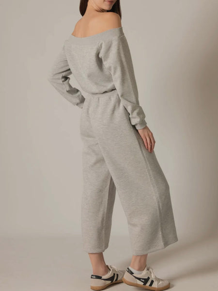 Hudson Off Shoulder Jumpsuit in Heather Grey
