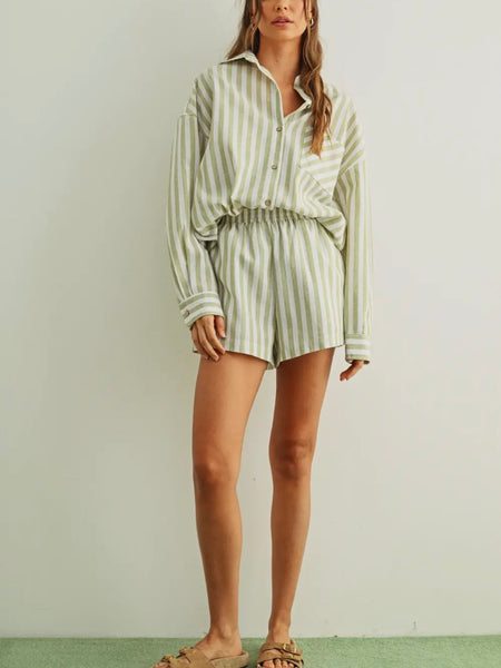 Stand On Stripes Shirt in Sage