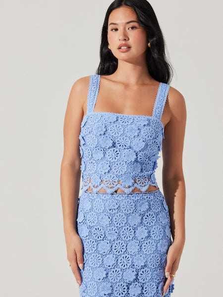 Janie Top in Blue Rust Polkdot