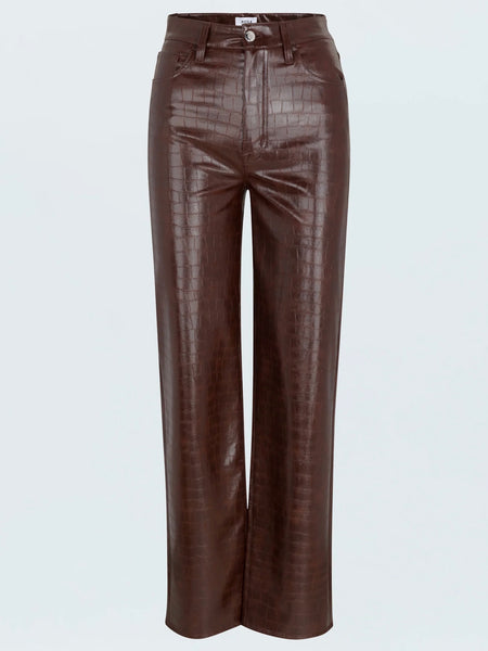 Cassie High Rise Straight Pant in Tobacco Croc