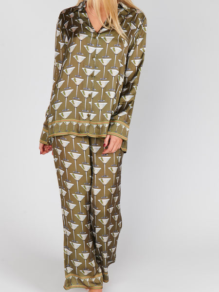 Overslept PJ Set in Extra Dirty Martini Silky