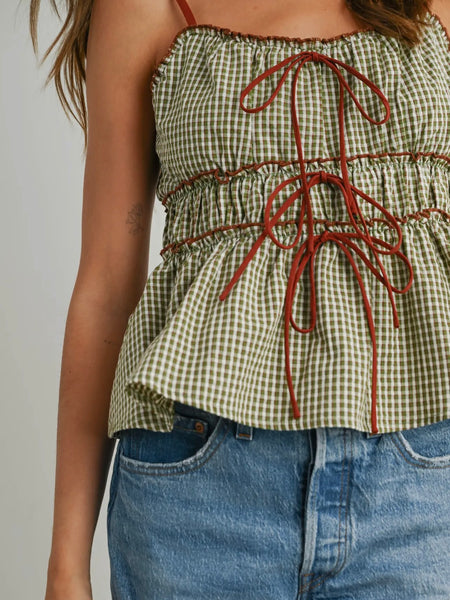Plaid & Posh Top in Olive