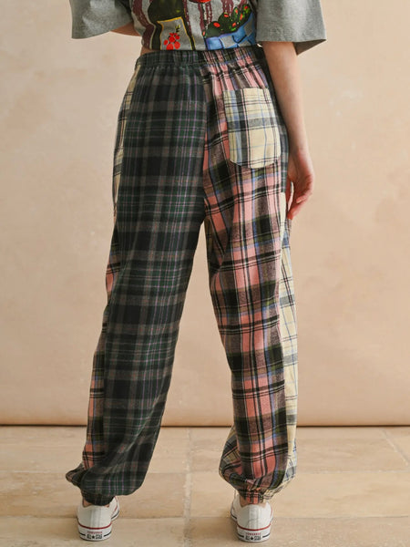 Plaid To The Bone Joggers in Green Multi