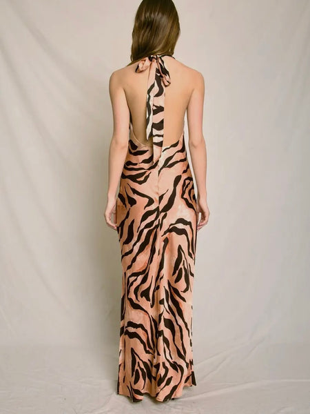 Wild Streak Halter Dress in Tiger