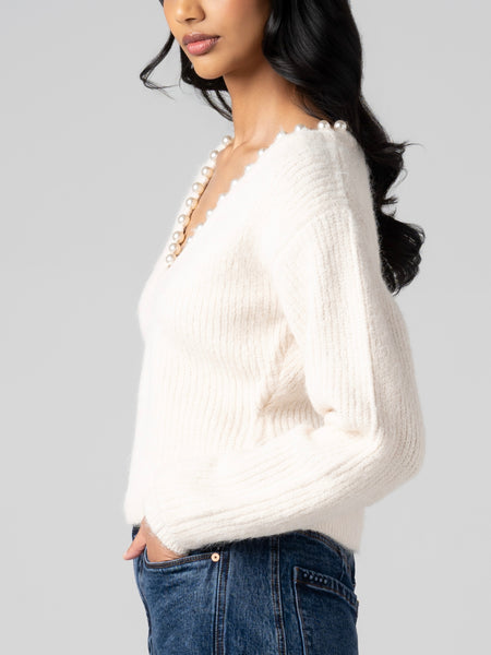 Morning Dew Pearl Sweater in Cream