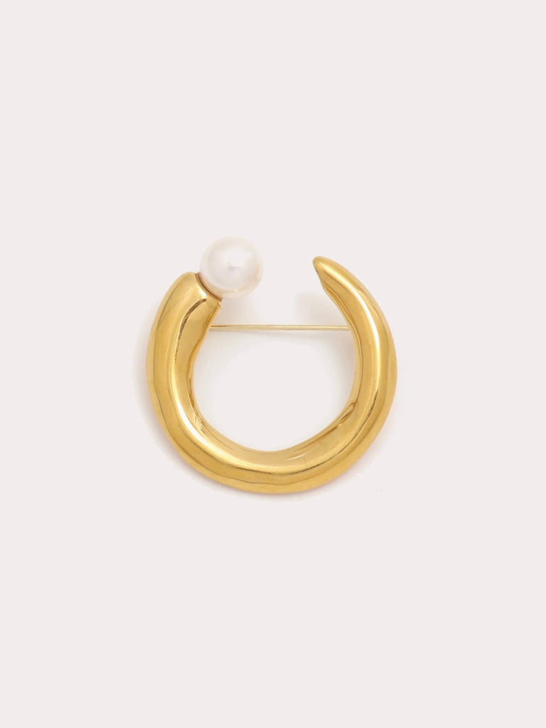 Crescent Pearl Brooch
