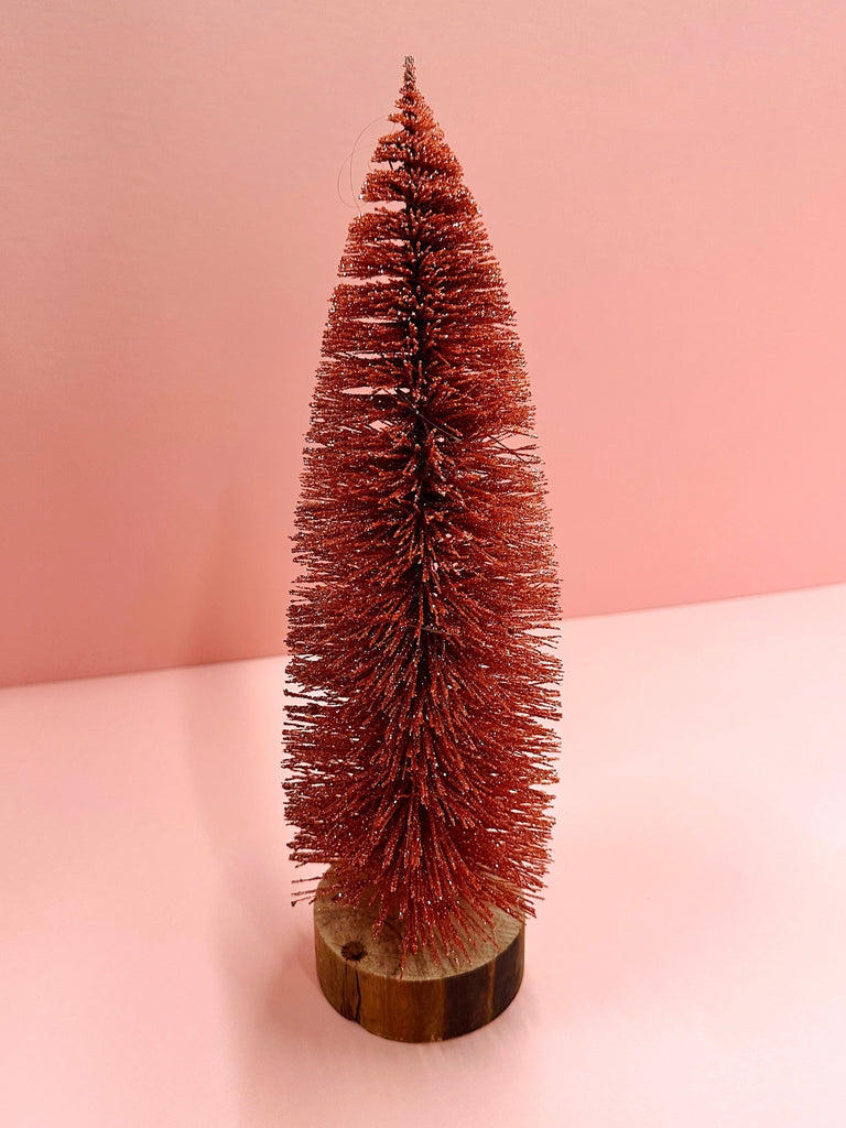 Light Up Glitter Bottle Brush Tree in Coral