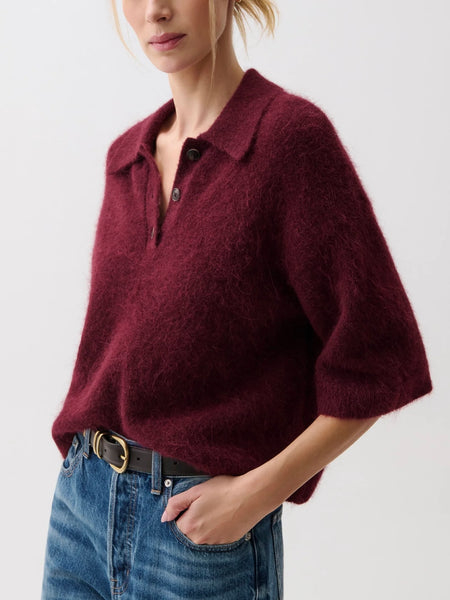 Nadya Polo Sweater in Cherry Wine