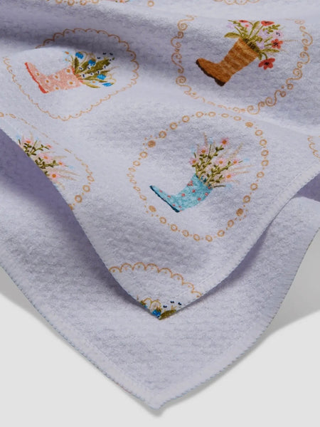 Rainboots in Bloom Tea Towel