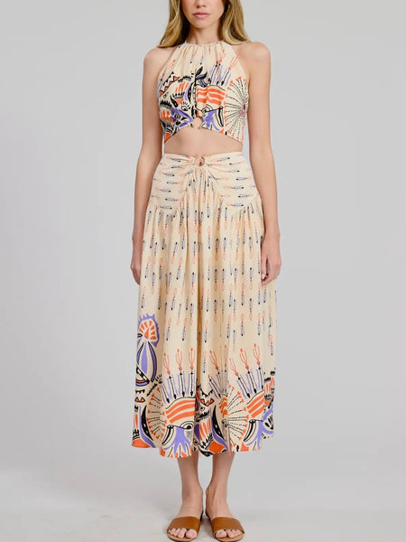 Jaen Printed Halter Top in Natural