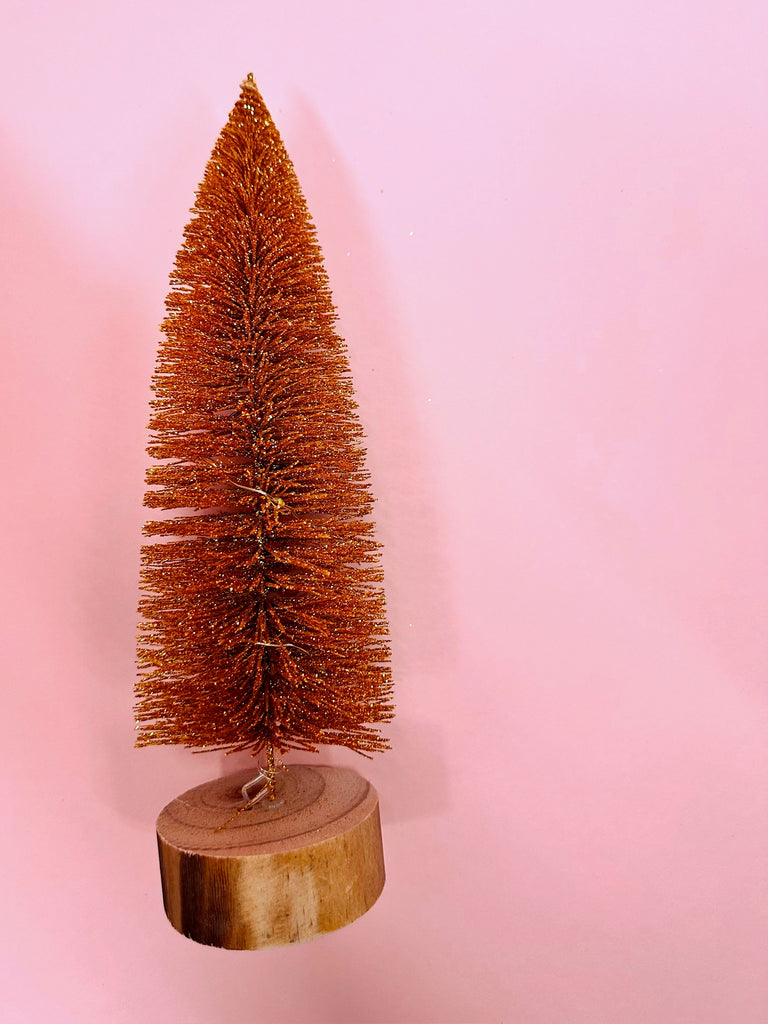 Light Up Glitter Bottle Brush Tree in Yellow
