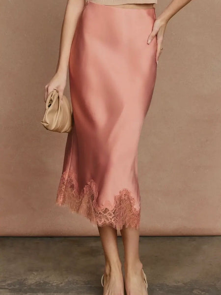 Long Live Lace Pencil Skirt in Blush