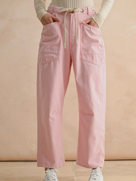 Something Striped Barrel Pants in Pink