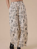On The Town Printed Pants in Ecru