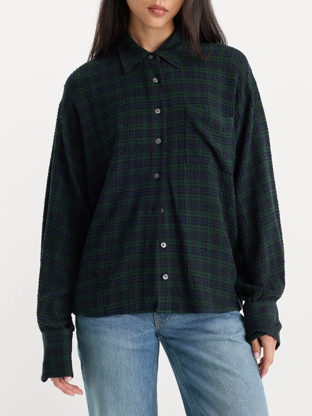 The Crinkle Easy Shirt in Forest Plaid