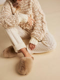 Snowball Slippers in Taupe Faux Fur