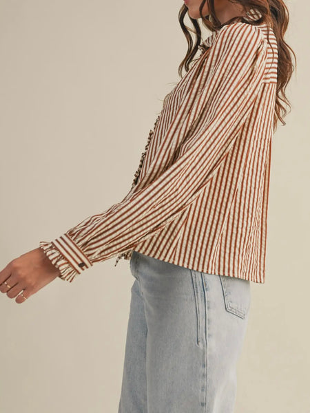 Stripes Are A Neutral Button Up in Pecan