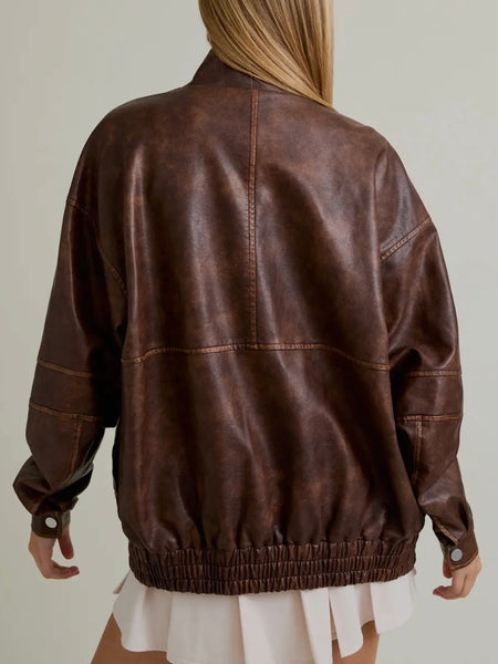 Faux Your Information Jacket in Brown