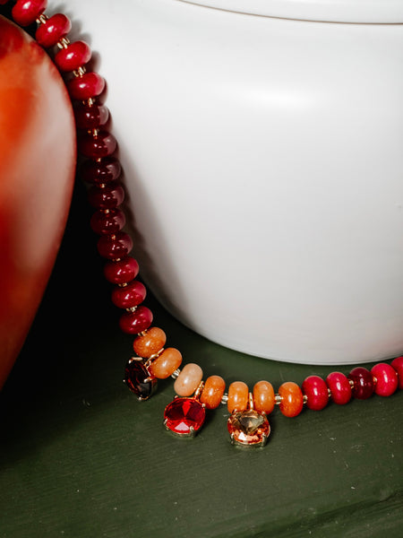 Felix Beaded Necklace in Maroon
