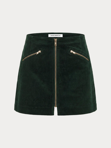 The Cord Mini Skirt in Forest Green