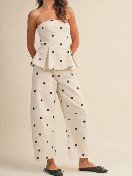 Spot The Difference Set in Ivory Polka Dot