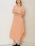 Easy V Midi Dress in Creamy Peach