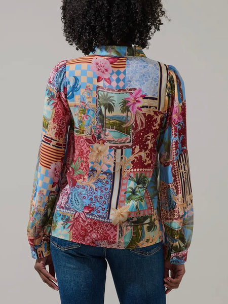 Melani Blouse in Tropical Blues