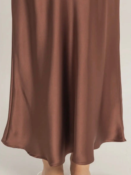 She's Cute Midi Skirt in Chocolate