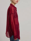 Sheer Intentions Blouse in Burgundy