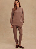 Nicole Boyfriend Sweat in Deep Taupe Marl Fleck