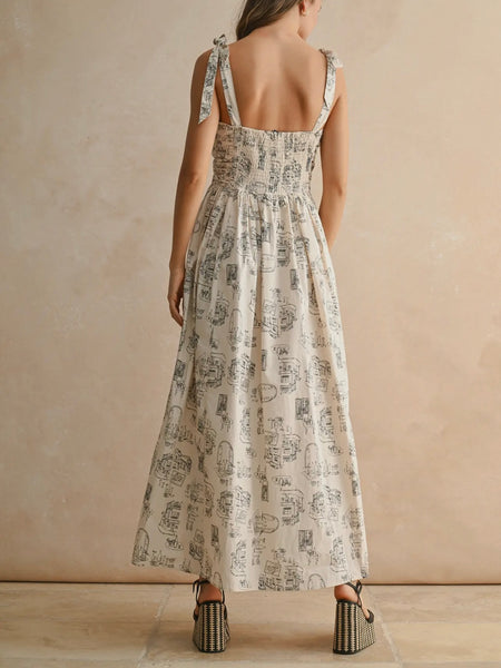 On The Town Printed Dress in Ecru