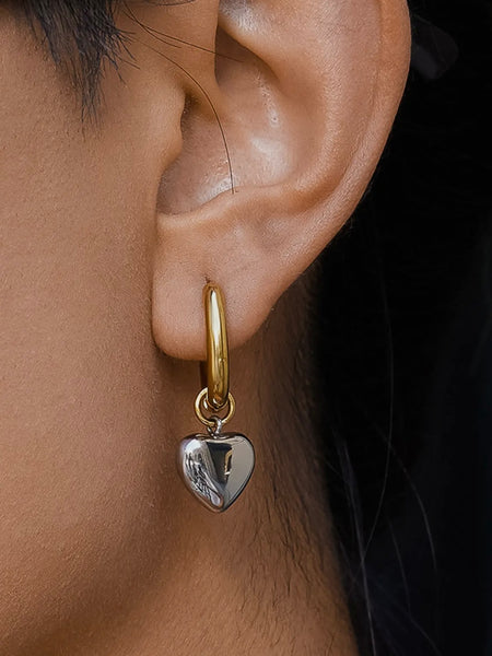 Noor Two Tone Heart Earrings
