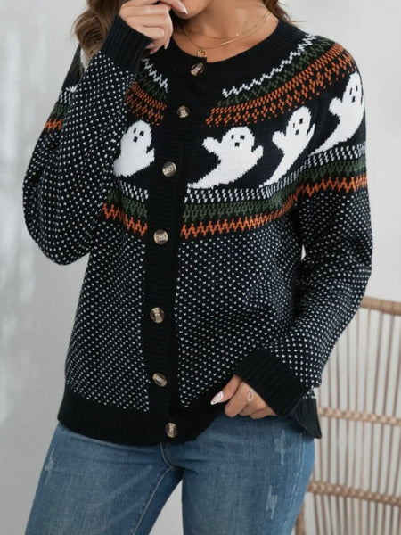 Mostly Ghostly Cardi in Black