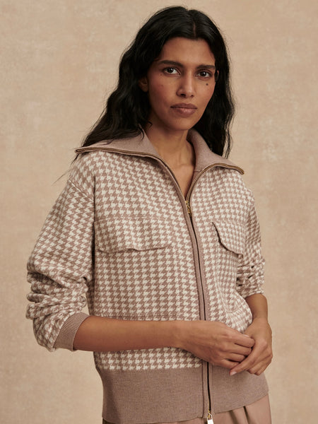 Ablett Jacquard Knit Jacket in Taupe