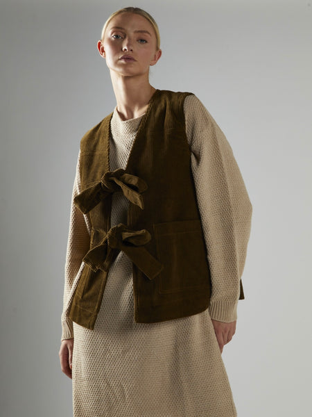 Tini Bit Vest in Olive Cord