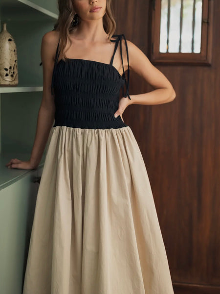 Better Be Bubble Dress in Tan & Black