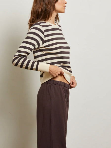 Stef Stripe Luxe Rib Long Sleeve in Mocha
