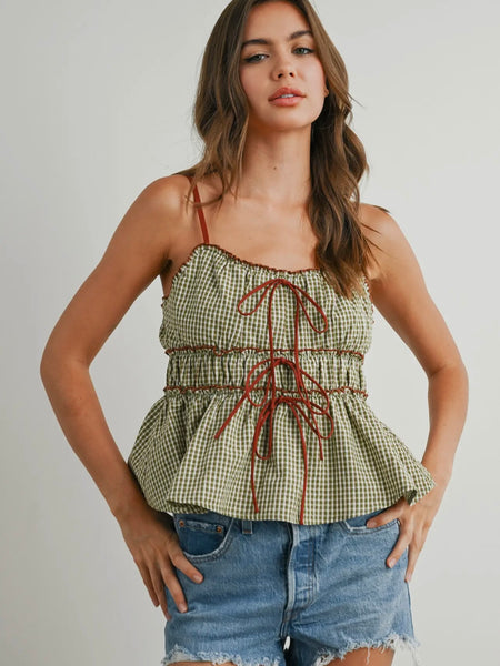 Plaid & Posh Top in Olive