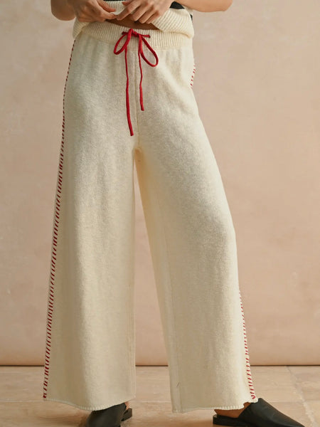 Take Me Out Stitch Pants in Ivory & Red