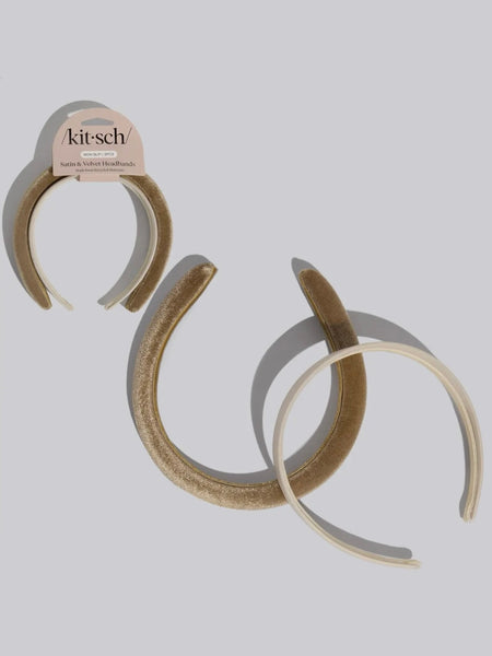 Cream & Camel Satin & Velvet Headbands