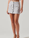 Mavey Tweed Skirt in Ice Blue