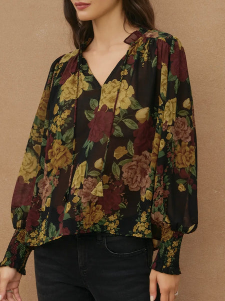 Twilight Bloom Blouse in Black