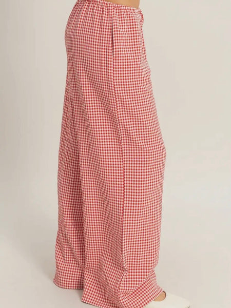 Bring The Gingham Pant in Red