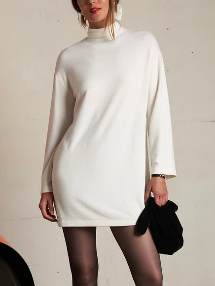 Anette Brushed Sweater Mini Dress in Sugar