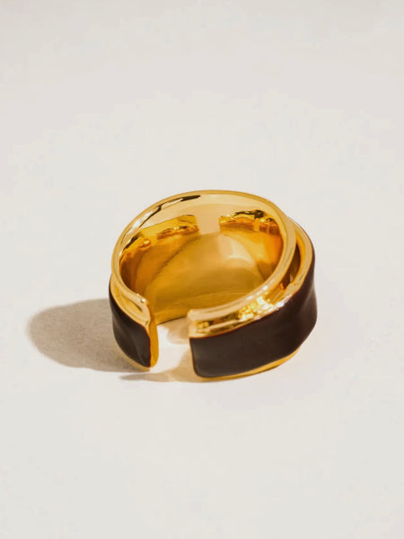 Josiah Enamel Band Ring in Brown
