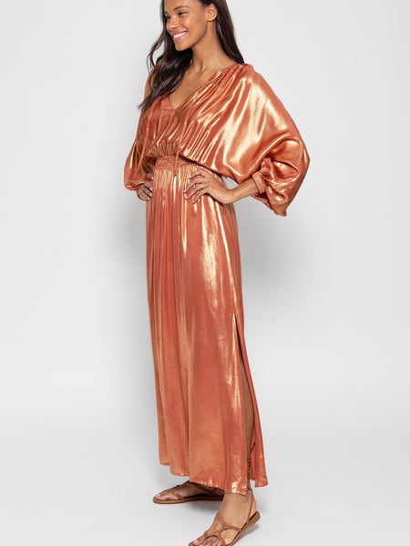 Tianna Maxi Dress in Metallic Terracotta
