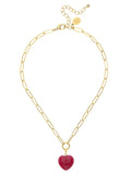 Audrey Heart Necklace in Cherry Quartz
